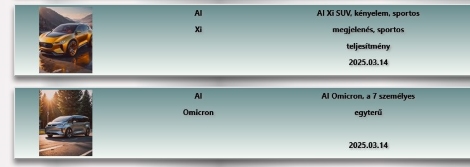 Az importőrök, márkakereskedők által bemutatott jövő gépjárműveinek a tervei, prototípusai a link elérhetőséggel.